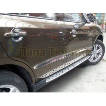 Пороги алюминиевые BMW Style OEM Tuning для Hyundai Santa Fe 2012-2018
