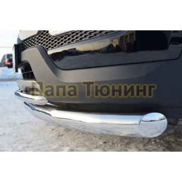 Защита передняя двойная d76-d42 РусСталь для Hyundai Santa Fe 2012-2015