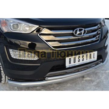 Защита передняя двойная d76-d42 РусСталь для Hyundai Santa Fe 2012-2015
