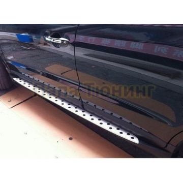 Пороги алюминиевые BMW Style OEM Tuning для Hyundai Santa Fe 2010-2012