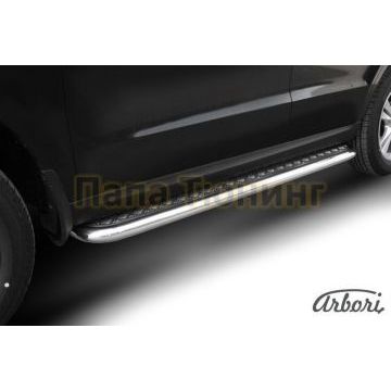 Пороги с площадкой алюминиевый лист 57 мм Slitkoff для Hyundai Santa Fe 2010-2012