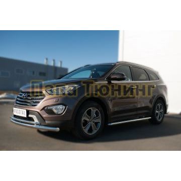 Защита передняя двойная d57-d42 РусСталь для Hyundai Santa Fe Grand 2014-2016