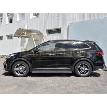 Пороги с площадкой алюминиевый лист d42 вариант 2 РусСталь для Hyundai Santa Fe Grand 2016-2018
