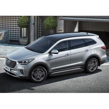 Пороги алюминиевые Rival Black-Premium для Hyundai Grand Santa Fe 2012-2017