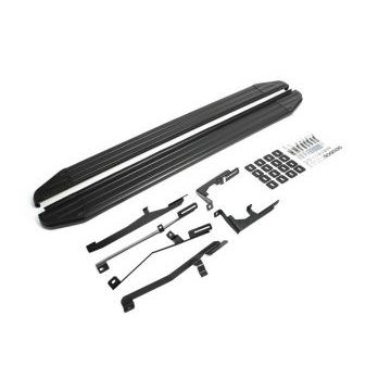 Пороги алюминиевые Rival Black-Premium для Hyundai Grand Santa Fe 2012-2017