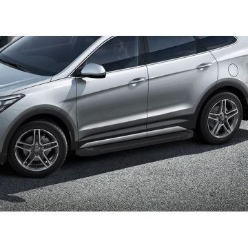 Пороги алюминиевые Rival Black New для Hyundai Grand Santa Fe 2012-2017