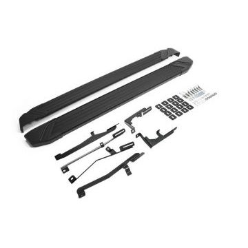 Пороги алюминиевые Rival Black New для Hyundai Grand Santa Fe 2012-2017