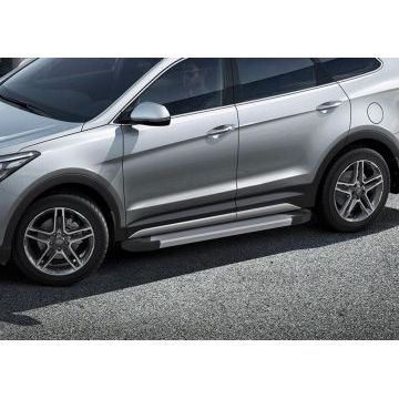 Пороги алюминиевые Rival Silver New для Hyundai Grand Santa Fe 2012-2017