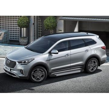 Пороги алюминиевые Rival Silver New для Hyundai Grand Santa Fe 2012-2017