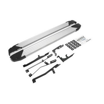 Пороги алюминиевые Rival Silver New для Hyundai Grand Santa Fe 2012-2017