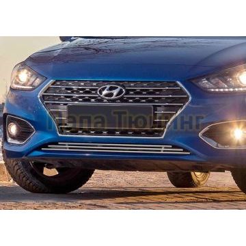 Накладка решетки радиатора 10 мм Rival для Hyundai Solaris 2017-2019