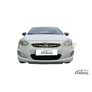 Защита переднего бампера чёрная сталь 42 мм Slitkoff для Hyundai Solaris 2010-2017 Защита переднего бампера чёрная сталь 42 мм Slitkoff для Hyundai Solaris 2010-2017