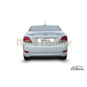 Защита заднего бампера чёрная сталь 42 мм Slitkoff для Hyundai Solaris 2010-2017 Защита заднего бампера чёрная сталь 42 мм Slitkoff для Hyundai Solaris 2010-2017