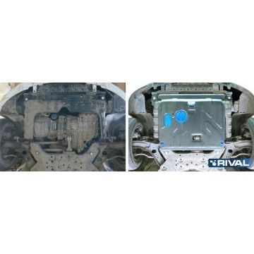 Защита картера + КПП Rival алюминий 4 мм для Hyundai Solaris, V - 1.4; 1.6 2011-2016