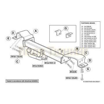 Фаркоп Brink шар A для Hyundai Trajet 2000-2009