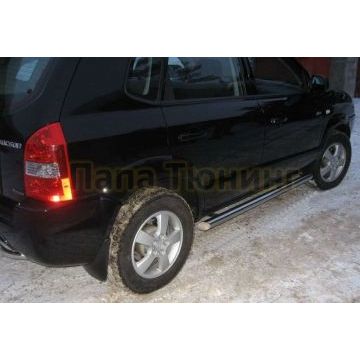 Пороги труба d57 вариант 1 РусСталь для Hyundai Tucson 2004-2010