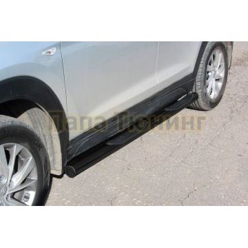 Пороги чёрная сталь труба с накладками 76 мм Arbori для Hyundai Tucson 2004-2010 Пороги чёрная сталь труба с накладками 76 мм Arbori для Hyundai Tucson 2004-2010