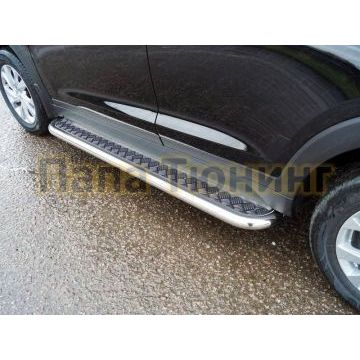 Пороги с площадкой алюминиевый лист 60 мм для Hyundai Tucson 2018-2021