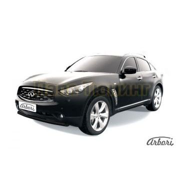 Защита переднего бампера чёрная сталь 76 мм Slitkoff для Infiniti FX35/50 2008-2014