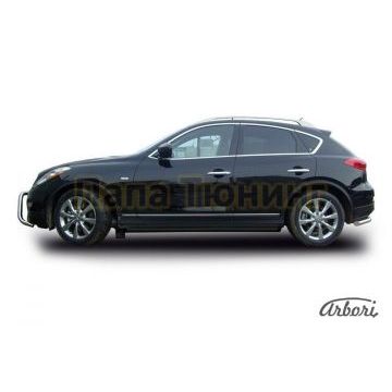Защита штатных порогов чёрная сталь с загибами 57 мм Slitkoff для Infiniti EX35 2007-2014 Защита штатных порогов чёрная сталь с загибами 57 мм Slitkoff для Infiniti EX35 2007-2014