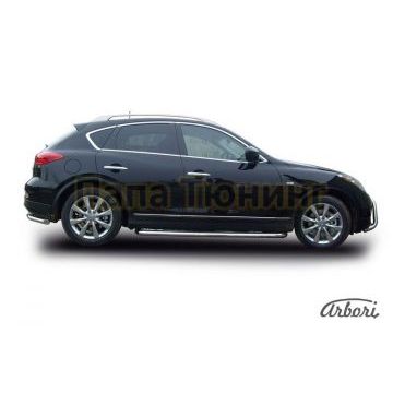 Пороги с площадкой алюминиевый лист 57 мм Slitkoff для Infiniti EX35 2007-2014 Пороги с площадкой алюминиевый лист 57 мм Slitkoff для Infiniti EX35 2007-2014