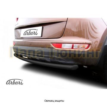 Защита заднего бампера чёрная сталь с накладкой 76 мм Slitkoff для Chery Tiggo T11 2005-2014