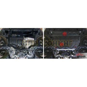 Защита картера + КПП сталь АвтоБроня для Skoda Octavia, V - 1.4; 1.8; Привод - все; Увеличенная 2017-2020/Skoda Octavia, V - 1.4; 1.8; 1.6; 2.0; с Webasto; Увеличенная 2013-2017