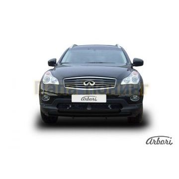 Защита передняя чёрная сталь двойная 57-57 мм Slitkoff для Infiniti EX35 2007-2014 Защита передняя чёрная сталь двойная 57-57 мм Slitkoff для Infiniti EX35 2007-2014