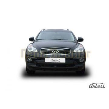 Защита передняя чёрная сталь двойная широкая 57-57 мм Slitkoff для Infiniti EX35 2007-2014 Защита передняя чёрная сталь двойная широкая 57-57 мм Slitkoff для Infiniti EX35 2007-2014