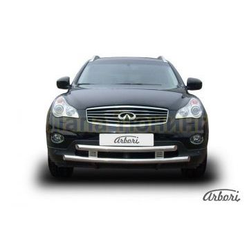 Защита передняя двойная широкая 57-57 мм Slitkoff для Infiniti EX35 2007-2014 Защита передняя двойная широкая 57-57 мм Slitkoff для Infiniti EX35 2007-2014
