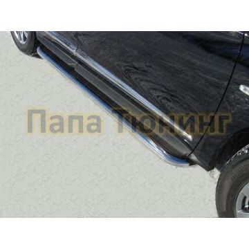 Пороги с площадкой нержавеющий лист укороченные 60 мм ТСС для Infiniti JX35/QX60 2012-2016