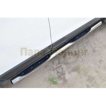 Пороги труба d76 с накладками вариант 3 РусСталь для Mitsubishi Outlander 2006-2009