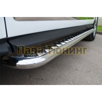 Пороги с площадкой алюминиевый лист d42 РусСталь для Infiniti QX60/JX35 2012-2016