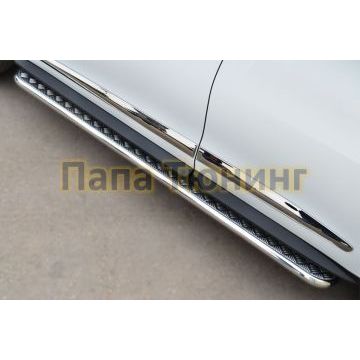 Пороги с площадкой алюминиевый лист d42 РусСталь для Infiniti QX60/JX35 2012-2016