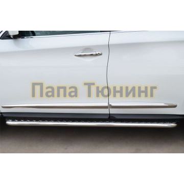 Пороги с площадкой алюминиевый лист d42 РусСталь для Infiniti QX60/JX35 2012-2016