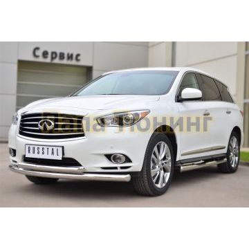 Пороги труба с накладками d76 вариант 3 РусСталь для Infiniti QX60/JX35 2012-2016