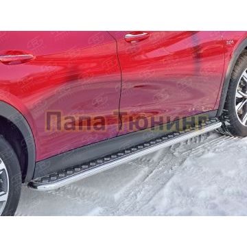 Пороги с площадкой алюминиевый лист d42 вариант 2 РусСталь для Infiniti QX30 2016-