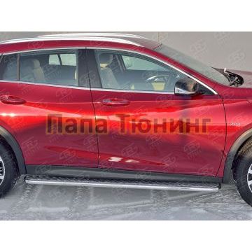 Пороги с площадкой алюминиевый лист d42 вариант 2 РусСталь для Infiniti QX30 2016-