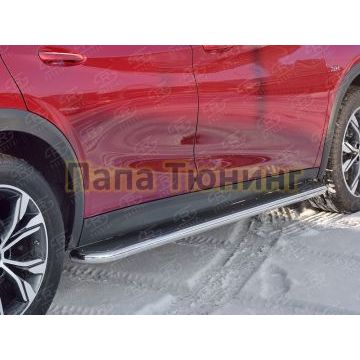 Пороги с площадкой нержавеющий лист 42 мм РусСталь для Infiniti QX30 2016-