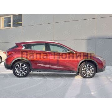 Пороги с площадкой нержавеющий лист 42 мм РусСталь для Infiniti QX30 2016-