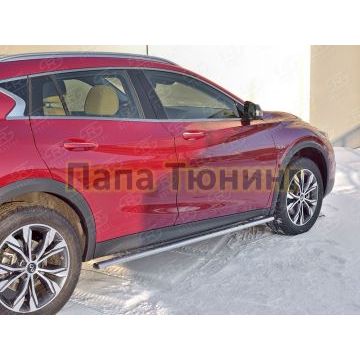 Пороги труба овальная с проступью 75х42 мм РусСталь для Infiniti QX30 2016-