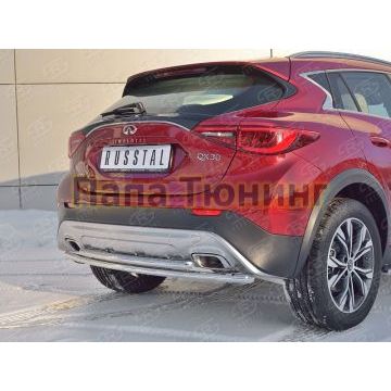 Защита заднего бампера двойная 42-d42 РусСталь для Infiniti QX30 2016-