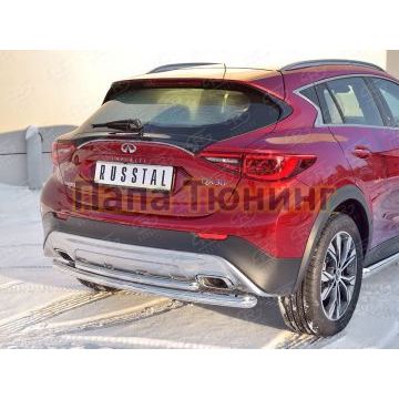 Защита заднего бампера двойная d57-d42 РусСталь для Infiniti QX30 2016-
