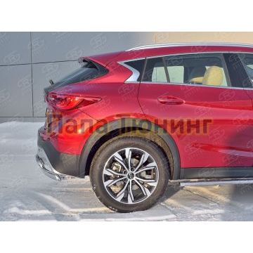 Защита заднего бампера овальная двойная 75х42х2 мм РусСталь для Infiniti QX30 2016-