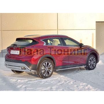 Защита заднего бампера овальная двойная 75х42х2 мм РусСталь для Infiniti QX30 2016-