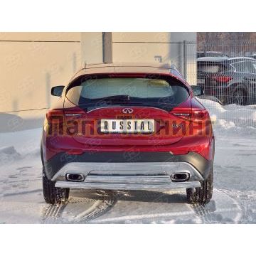 Защита заднего бампера овальная двойная 75х42х2 мм РусСталь для Infiniti QX30 2016-