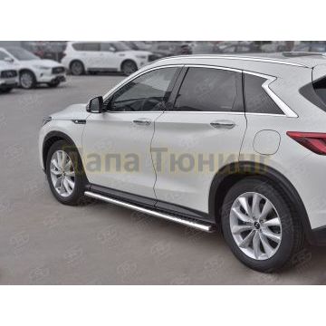 Пороги труба овальная с проступью 120х60 мм для Infiniti QX50 2018-