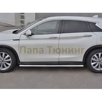 Пороги труба овальная с проступью 120х60 мм для Infiniti QX50 2018-