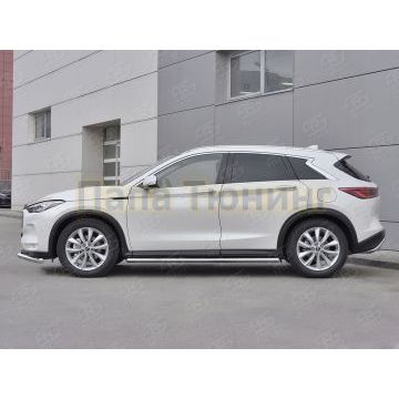 Пороги труба овальная с проступью 120х60 мм для Infiniti QX50 2018-