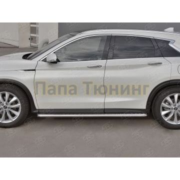 Пороги с площадкой алюминиевый лист d42 вариант 2 для Infiniti QX50 2018-